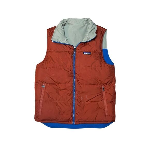 Patagonia reversible duck down feathers blue orange vest med camping - Picture 3 of 10